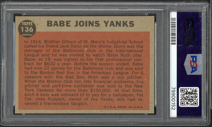 1962 Topps Baseball #136 Babe Ruth Yankees PSA 7.5 NM+ 565405