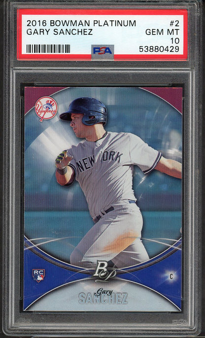 2016 Bowman Platinum #  2 Gary Sanchez Yankees PSA 10 GEM MINT 565408