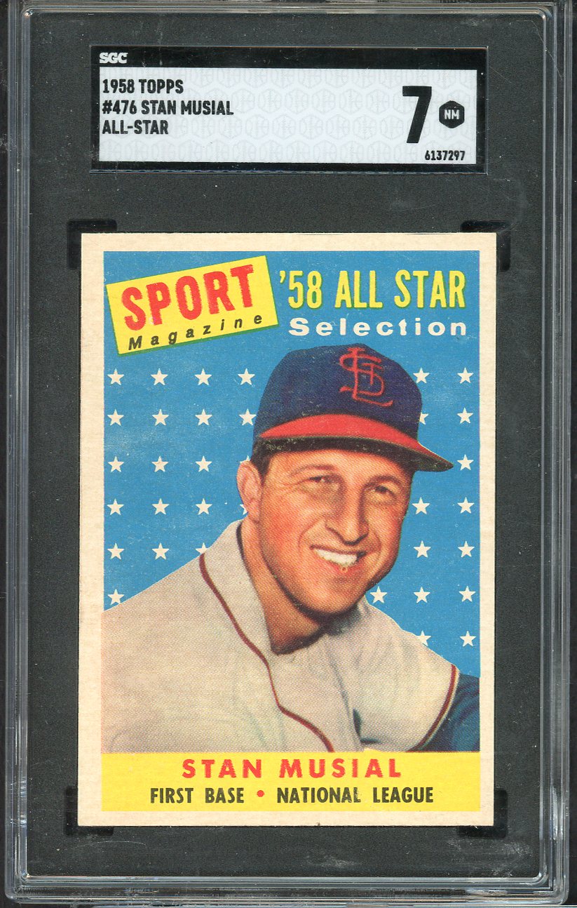 1958 Topps Baseball #476 Stan Musial A.S. Cardinals SGC 7 NM 565411