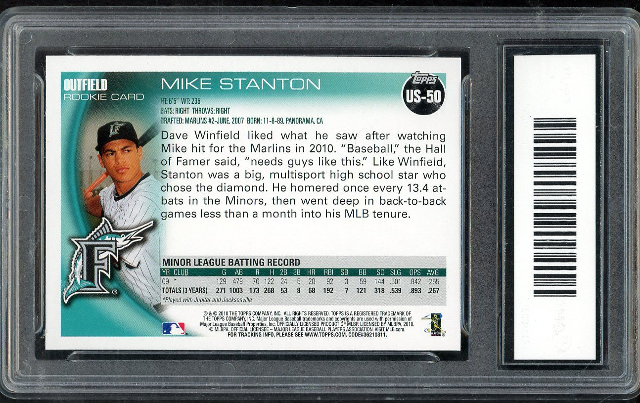 2010 Topps Update #US50 Giancarlo Stanton Marlins GMA 10 GEM MINT 565415