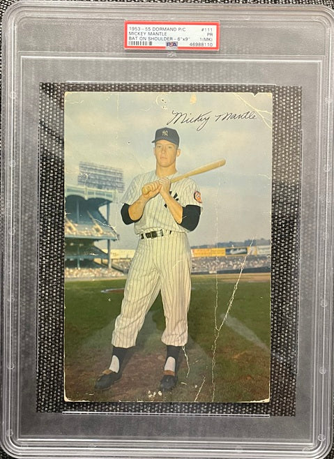 1953-55 Dormand Postcards 6x9 Mickey Mantle Yankees PSA 1 PR mk 565417