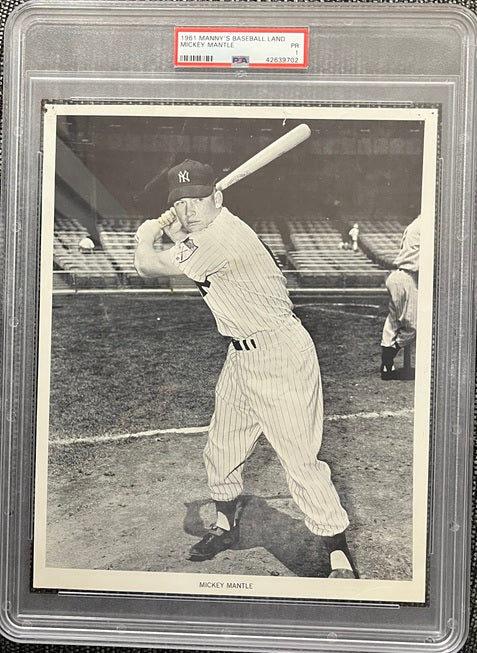 1961 Manny's Baseball Land Mickey Mantle Yankees PSA 1 PR 565425