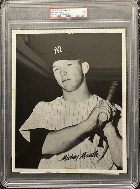 1956 Yankees Action Pictures Mickey Mantle PSA 1 PR 565427