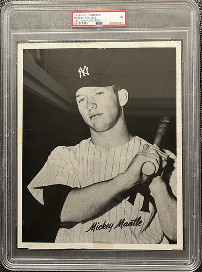 1956 Yankees Action Pictures Mickey Mantle PSA 1 PR 565427