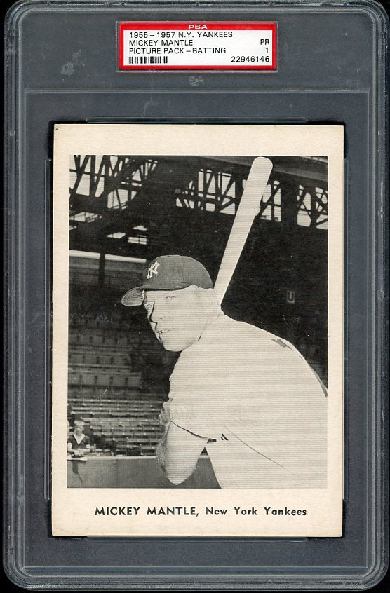 1955-57 Yankees Picture Pack Mickey Mantle PSA 1 PR Batting 565435