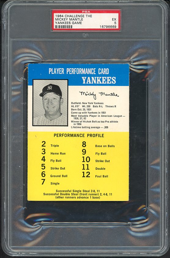 1964 Challenge The Yankees Mickey Mantle PSA 5 EX 565440