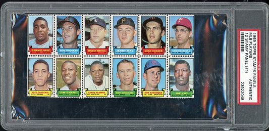 1969 Topps Stamp Panel Mickey Mantle Yankees PSA Auth 565441