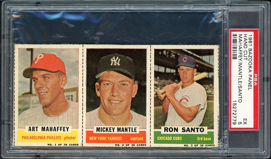 1961 Bazooka Panel #001/2/3 Mickey Mantle Yankees PSA 5 EX 565443