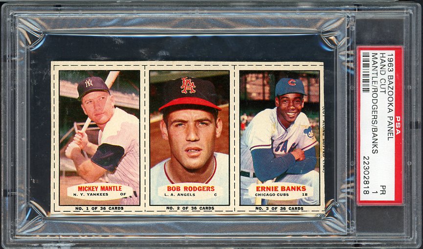 1963 Bazooka Panel #001/2/3 Mickey Mantle Yankees PSA 1 PR 565445