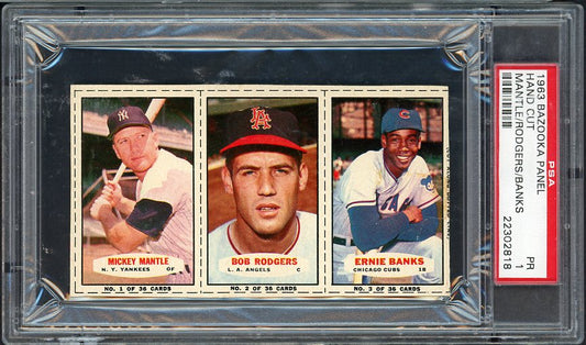 1963 Bazooka Panel #001/2/3 Mickey Mantle Yankees PSA 1 PR 565445