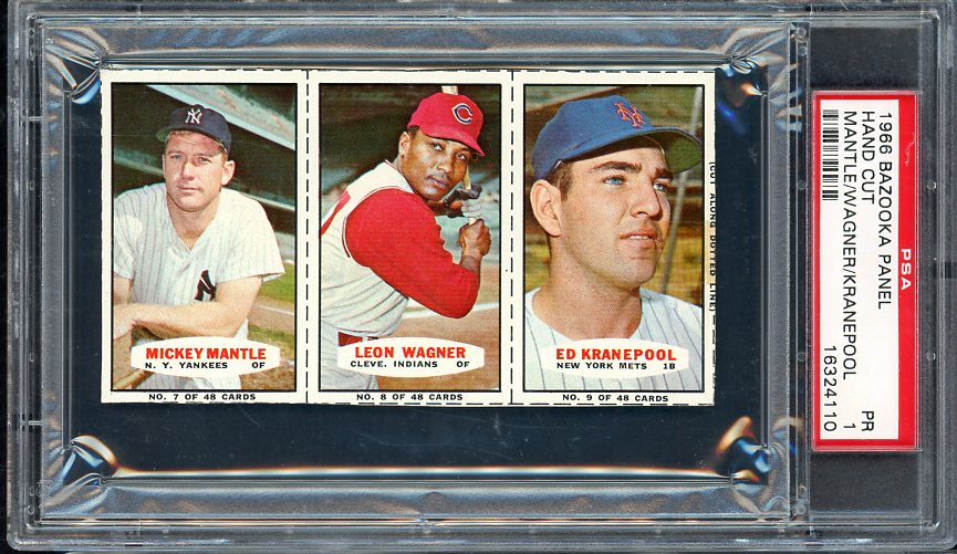 1966 Bazooka Panel #007/8/9 Mickey Mantle Yankees PSA 1 PR 565446