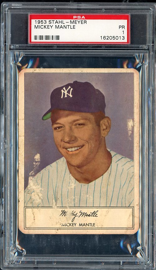 1953 Stahl Meyer Mickey Mantle Yankees PSA 1 PR 565448