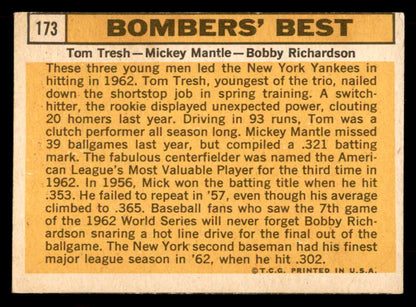 1963 Topps Baseball #173 Mickey Mantle Bobby Richardson VG-EX 565454
