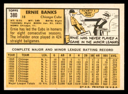 1963 Topps Baseball #380 Ernie Banks Cubs NR-MT 565463