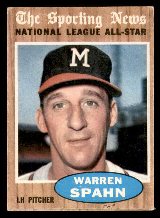 1962 Topps Baseball #399 Warren Spahn A.S. Braves EX 565469
