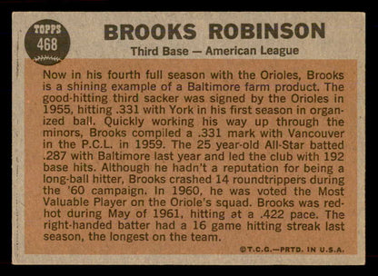 1962 Topps Baseball #468 Brooks Robinson A.S. Orioles VG-EX 565472