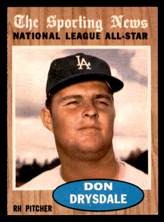 1962 Topps Baseball #398 Don Drysdale A.S. Dodgers EX-MT 565490