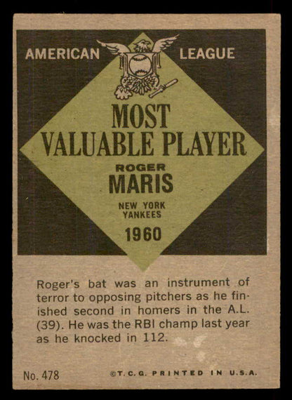 1961 Topps Baseball #471 Phil Rizzuto MVP Yankees EX+/EX-MT 565495