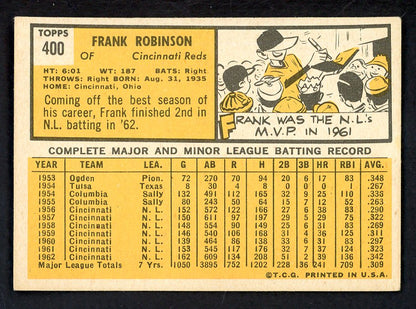 1963 Topps Baseball #400 Frank Robinson Reds EX 565513