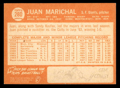 1964 Topps Baseball #280 Juan Marichal Giants NR-MT 565520