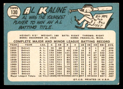 1965 Topps Baseball #130 Al Kaline Tigers VG-EX 565538