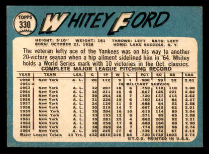 1965 Topps Baseball #330 Whitey Ford Yankees EX 565539