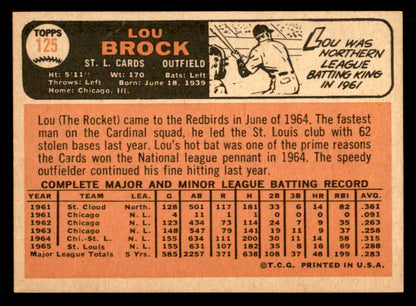 1966 Topps Baseball #125 Lou Brock Cardinals NR-MT 565557