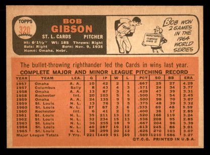 1966 Topps Baseball #320 Bob Gibson Cardinals EX-MT 565565