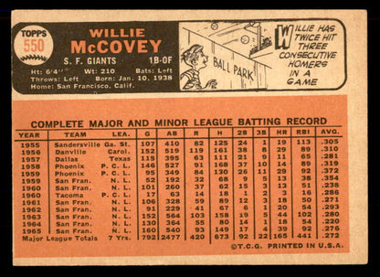 1966 Topps Baseball #550 Willie McCovey Giants EX-MT 565570