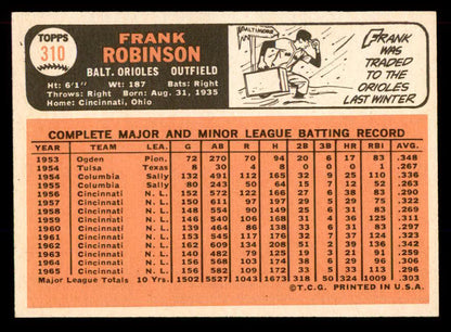 1966 Topps Baseball #310 Frank Robinson Orioles EX-MT 565578
