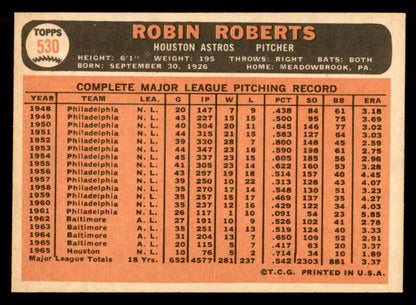 1966 Topps Baseball #530 Robin Roberts Astros EX-MT 565580