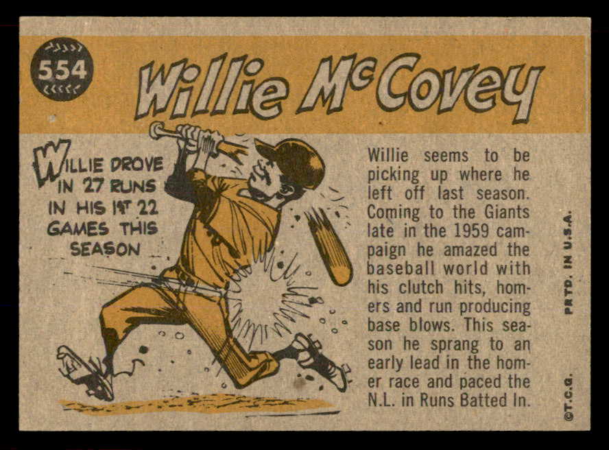 1960 Topps Baseball #554 Willie McCovey A.S. Giants EX-MT 565588