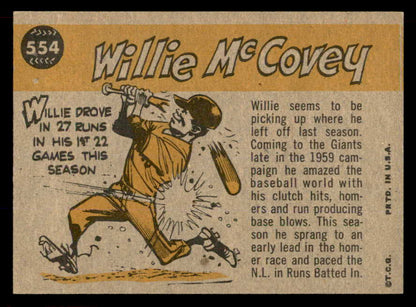1960 Topps Baseball #554 Willie McCovey A.S. Giants EX-MT 565588