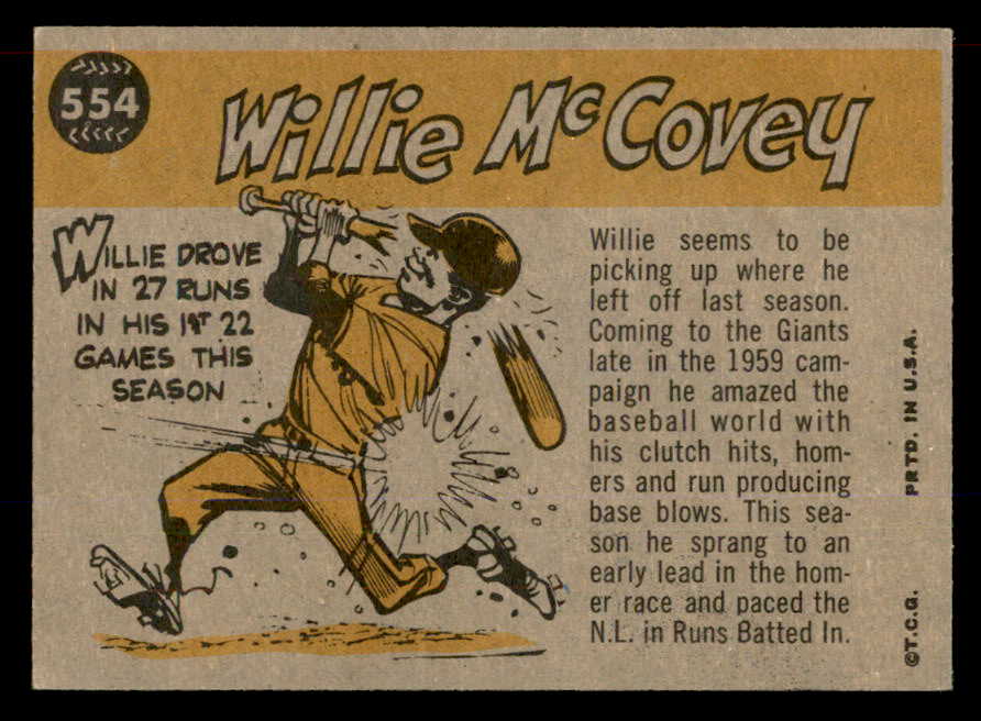1960 Topps Baseball #554 Willie McCovey A.S. Giants EX-MT 565589