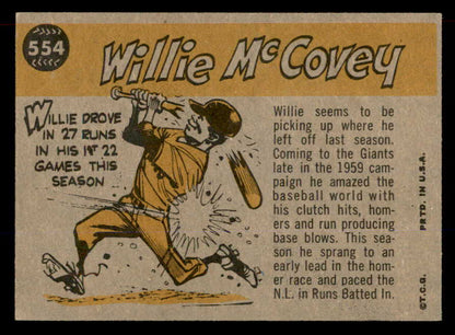 1960 Topps Baseball #554 Willie McCovey A.S. Giants EX-MT 565589