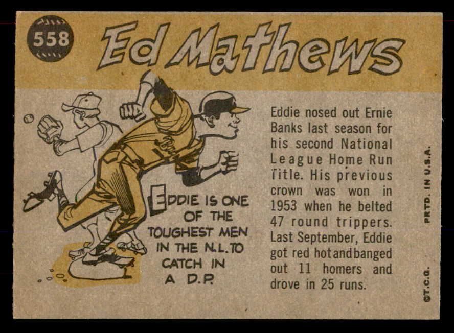 1960 Topps Baseball #558 Eddie Mathews A.S. Braves EX-MT 565592
