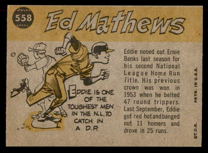 1960 Topps Baseball #558 Eddie Mathews A.S. Braves EX-MT 565592