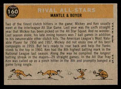 1960 Topps Baseball #160 Mickey Mantle Ken Boyer EX-MT 565596