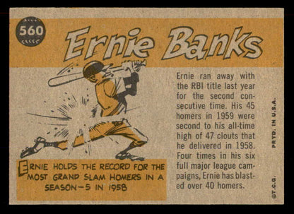 1960 Topps Baseball #560 Ernie Banks A.S. Cubs EX+/EX-MT 565603