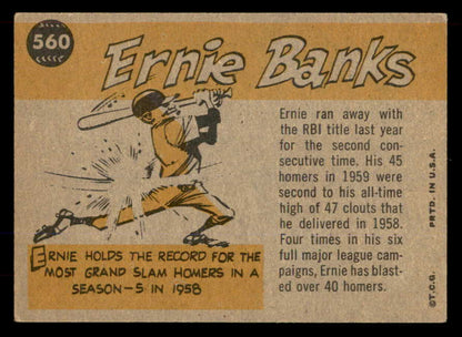 1960 Topps Baseball #560 Ernie Banks A.S. Cubs EX+/EX-MT 565604