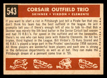 1959 Topps Baseball #543 Roberto Clemente Bill Virdon EX-MT 565608