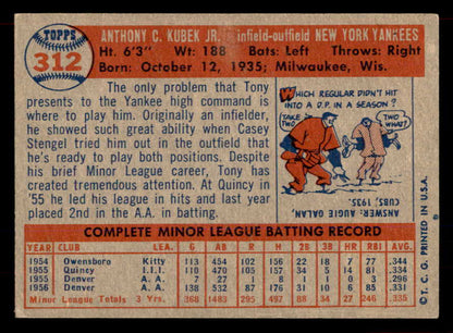 1957 Topps Baseball #312 Tony Kubek Yankees EX+/EX-MT 565610