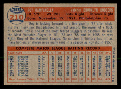 1957 Topps Baseball #210 Roy Campanella Dodgers EX-MT 565612