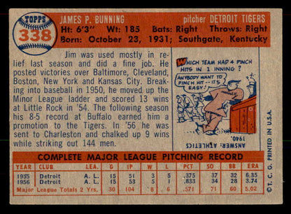 1957 Topps Baseball #338 Jim Bunning Tigers EX-MT 565613