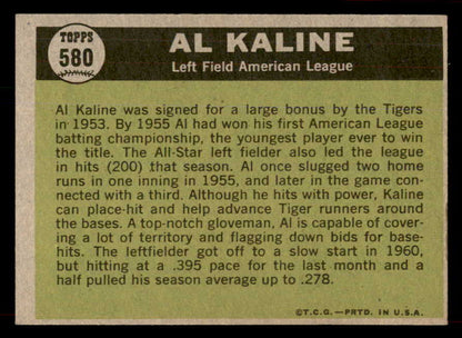 1961 Topps Baseball #580 Al Kaline A.S. Tigers EX-MT 565628