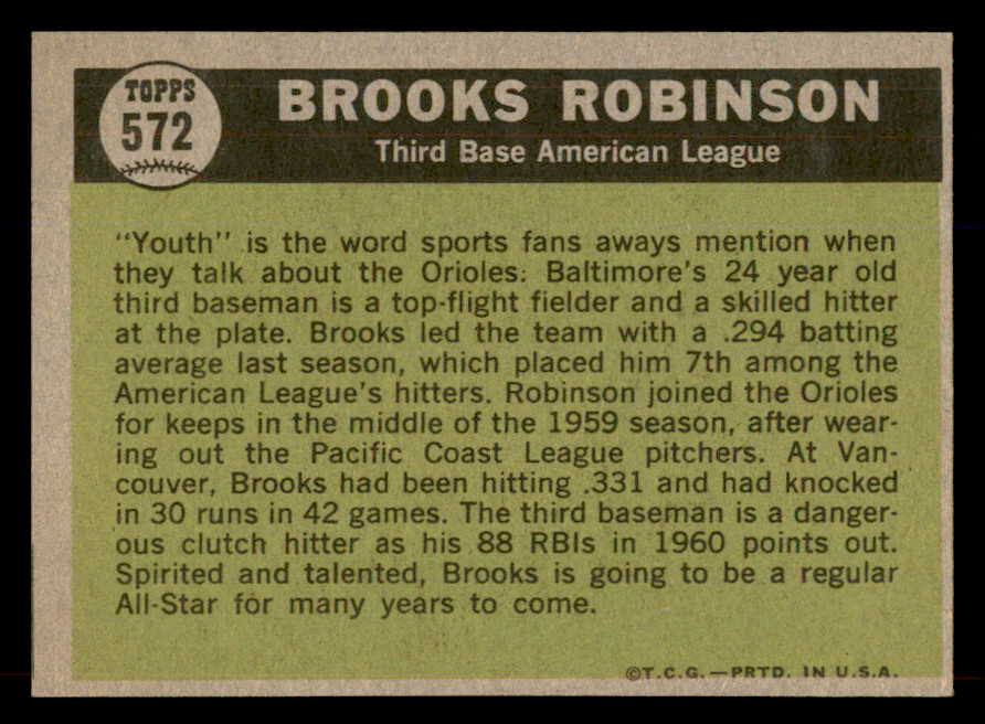 1961 Topps Baseball #572 Brooks Robinson A.S. Orioles EX-MT 565641