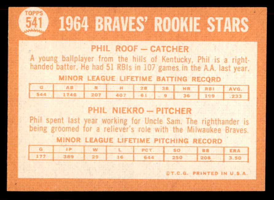 1964 Topps Baseball #541 Phil Niekro Braves EX-MT 565651
