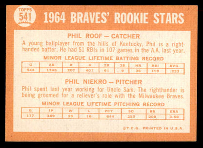 1964 Topps Baseball #541 Phil Niekro Braves EX-MT 565651