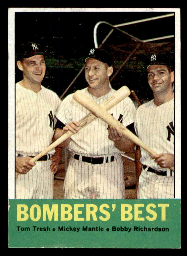 1963 Topps Baseball #173 Mickey Mantle Bobby Richardson EX-MT 565654