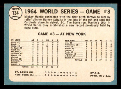 1965 Topps Baseball #134 World Series Game 3 Mickey Mantle EX-MT 565669